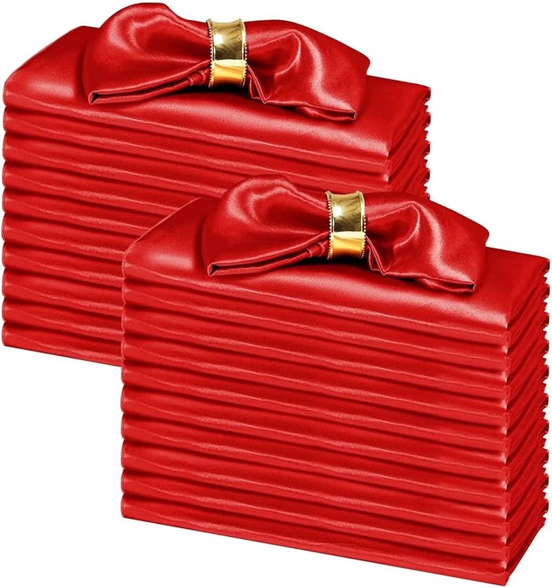 مناديل العشاء الساتان الوردي الذهبي 30x30 سم مجموعة من 100 لتزيين عيد الميلاد والزفاف وعيد الشكر - Image 2